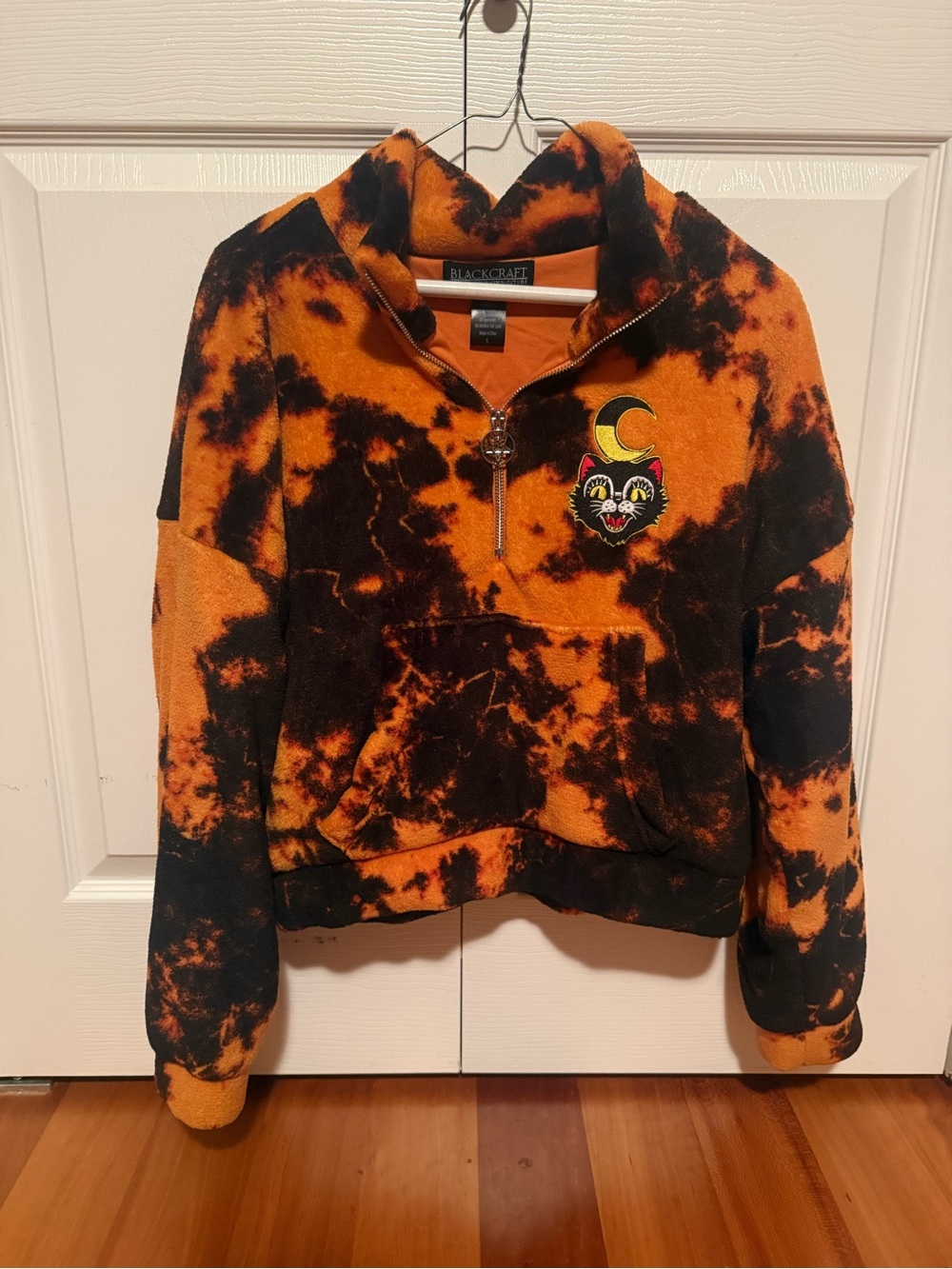Blackcraft Cult Orange & Black Tie-Dye Half-Zip Hoodie Jacket